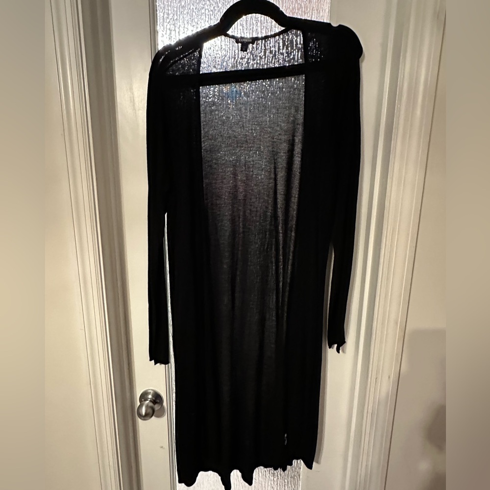 Express Black Long Open Cardigan